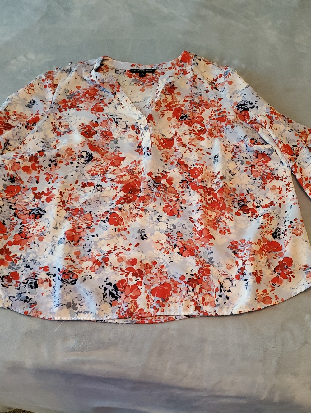 Zac & Rachel Coral Floral V-Neck Blouse